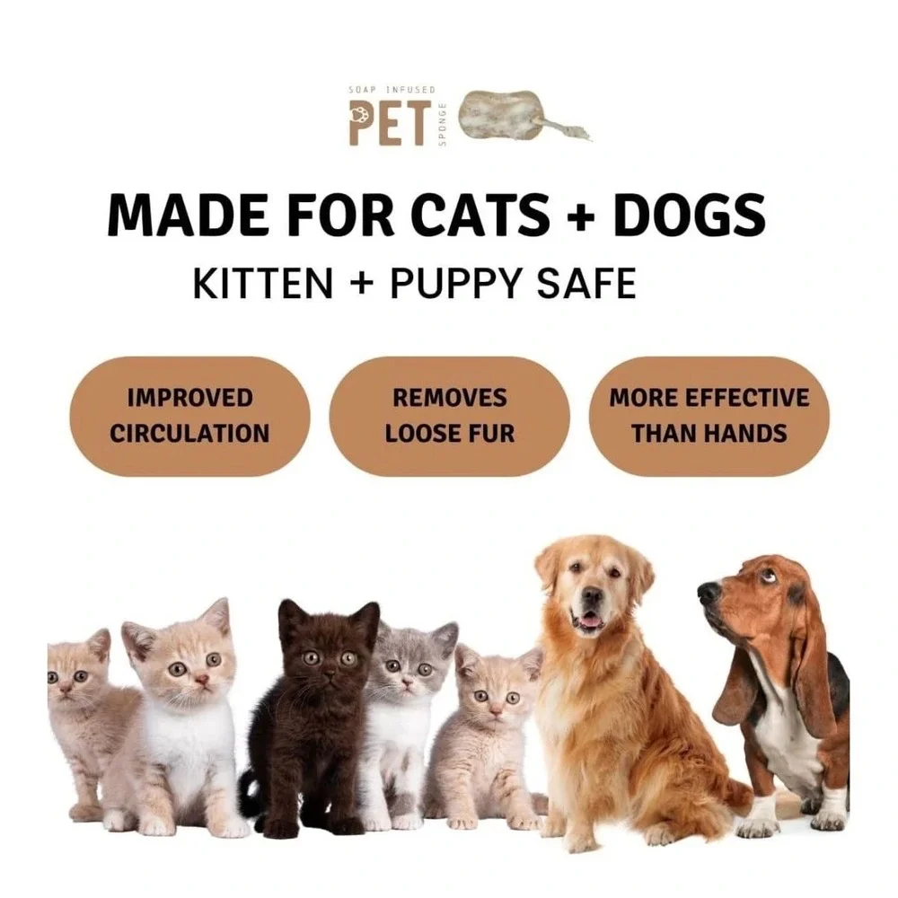 EasySuds Soap Infused Pet Sponge Cats and Dogs 100g Coconut Oatmeal‎ Brown